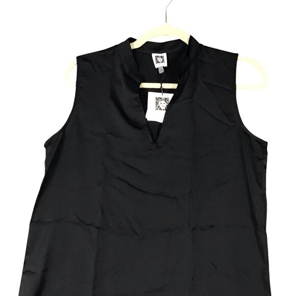 Anne Klein Womens Small Black Sleeveless V-Neck Top Pullover Sheer NWT - Picture 10 of 10